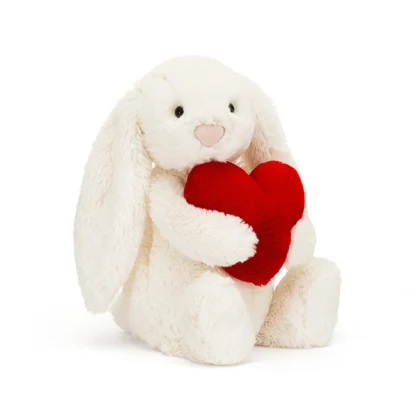 JellyCat Króliczek Kremowy z Czerwonym Sercem 31 cm