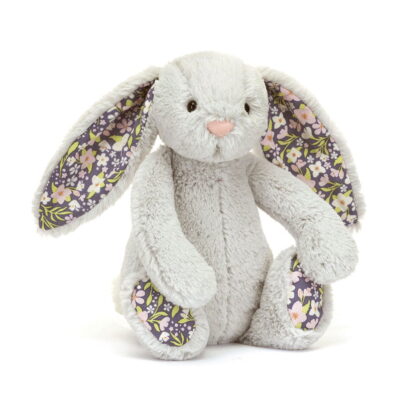 Jellycat Króliczek z Kwiecistymi Uszami Srebrny „Bloom” 31 cm