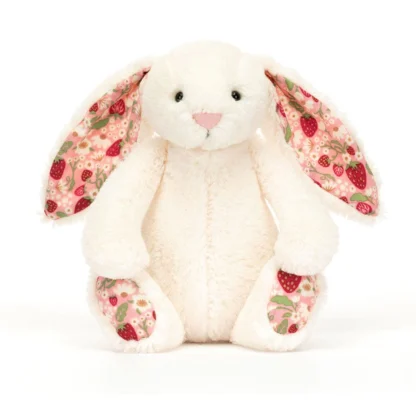 Jellycat Króliczek z Kwiecistymi Uszami Kremowy „Berry” 18 cm