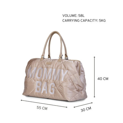 Childhome Torba Mommy Bag Pikowana Beżowa - obrazek 9