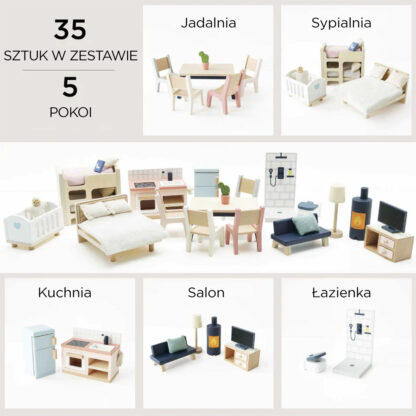 Le Toy Van Drewniane mebelki do domku dla lalek duży zestaw - obrazek 3