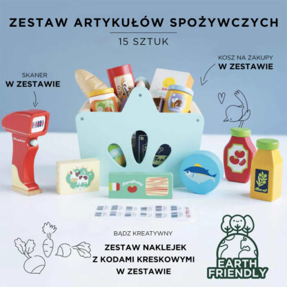 Le Toy Van Drewniany koszyk z zakupami i skanerem - obrazek 4