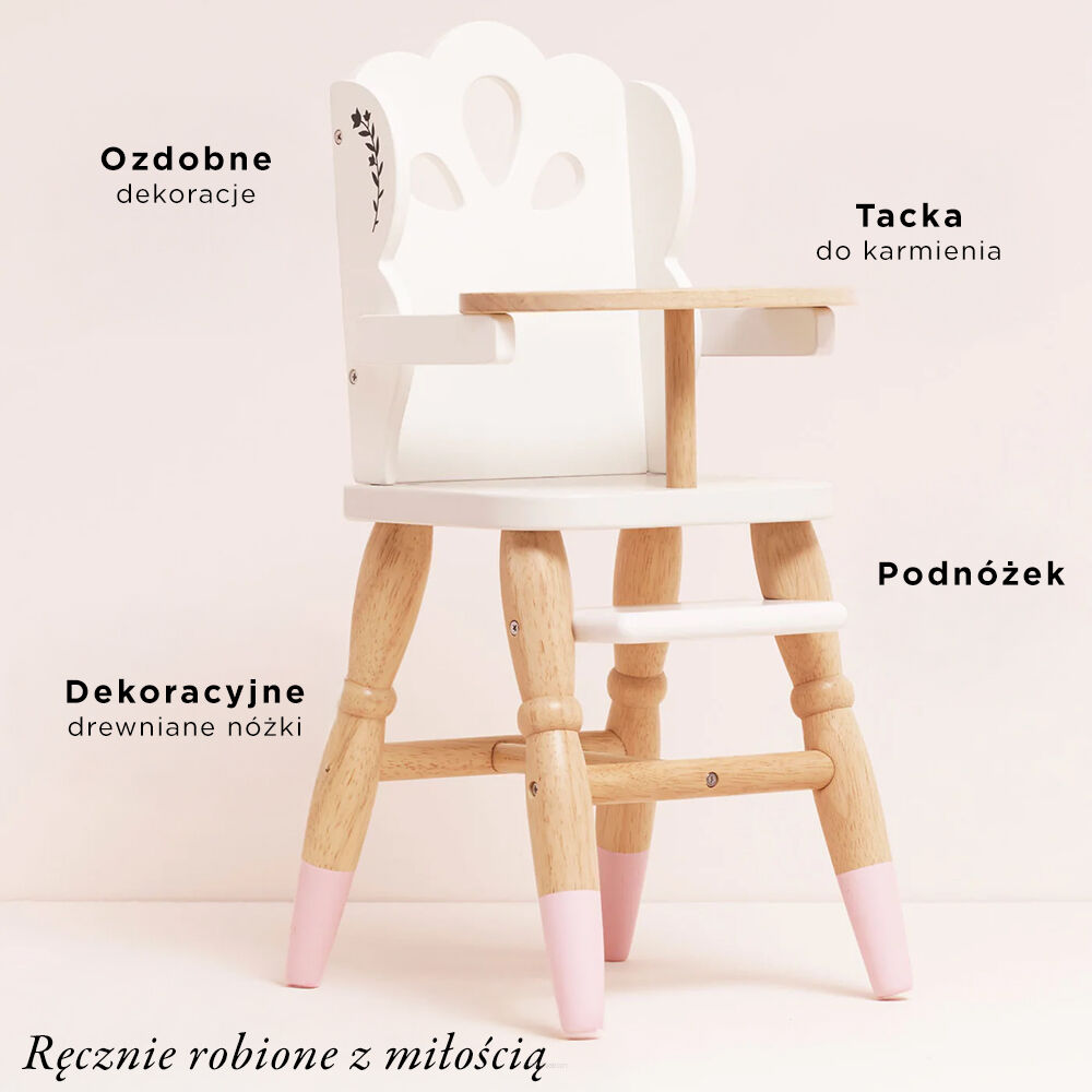 Le Toy Van Drewniane wysokie krzesełko do karmienia lalek - obrazek 7