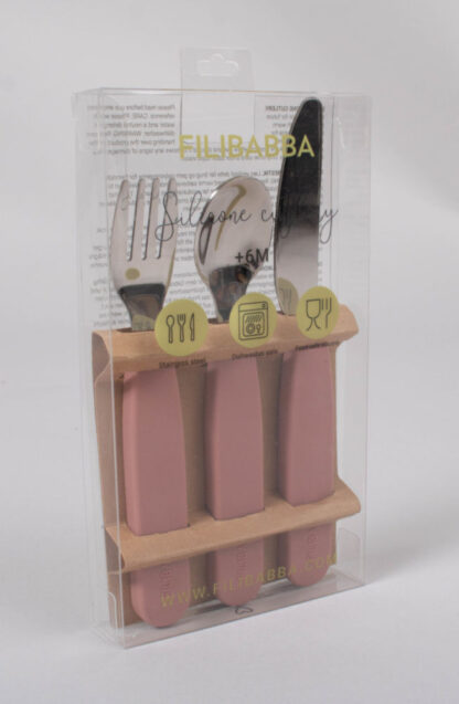 Filibabba Silikonowy zestaw sztućców 3szt. Rose - obrazek 4