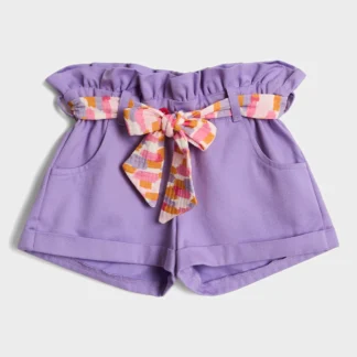KID STORY Letnie casualowe szorty z bawełny Lilac Flower