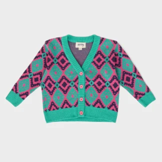 KID STORY Kardigan z wełny Merino i bawełny Multicolour