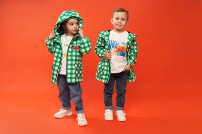 KID STORY Wiatroszczelna i wodooporna parka Green Grid - obrazek 9