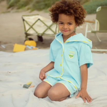 KID STORY Frotowy Zestaw z bawełny organicznej Koszula i spodenki Blue Sky - obrazek 8