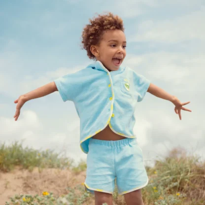 KID STORY Frotowy Zestaw z bawełny organicznej Koszula i spodenki Blue Sky - obrazek 11