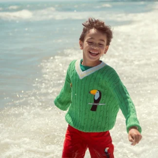 KID STORY Sweterek z bawełny organicznej Green Pelican