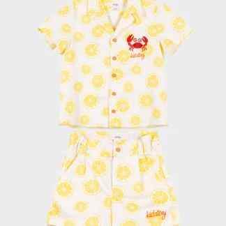 KID STORY Zestaw Koszula z krótkim rękawkiem i spodenki Lime Paradise