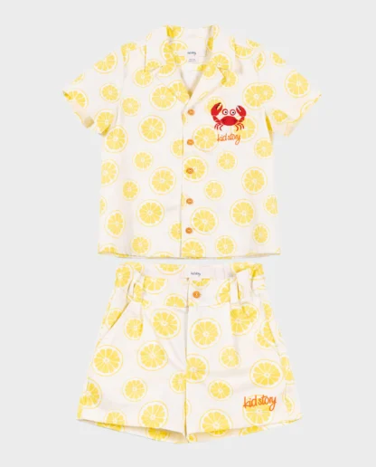 KID STORY Zestaw Koszula z krótkim rękawkiem i spodenki Lime Paradise