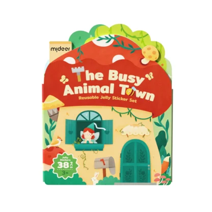 Mideer Zestaw wielorazowych żelowych naklejek – The Busy Animal Town - obrazek 3