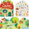 Mideer Zestaw wielorazowych żelowych naklejek – The Busy Animal Town