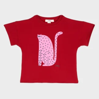 KID STORY T-Shirt z bawełny organicznej Crimson Cat