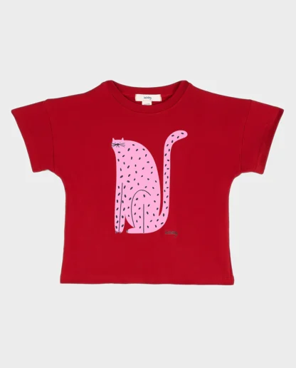 KID STORY T-Shirt z bawełny organicznej Crimson Cat