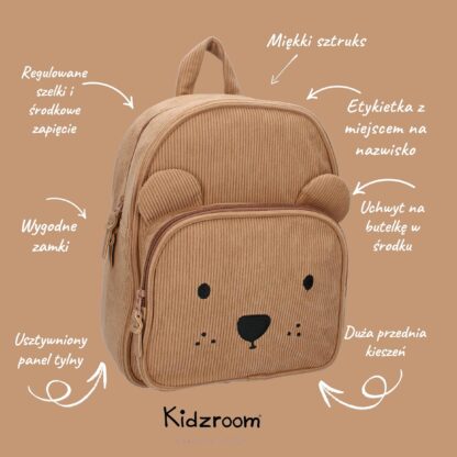 KIDZROOM Plecak dla dzieci Beary Excited Brown - obrazek 6