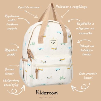 KIDZROOM Plecak dla dzieci L Small Aeroplane Beige - obrazek 6