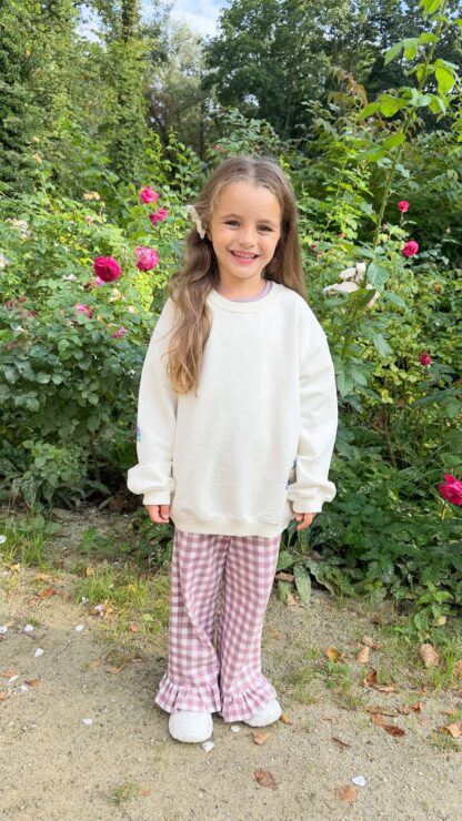 KID STORY Bawełniane spodnie z falbanką Candy Pink - obrazek 3