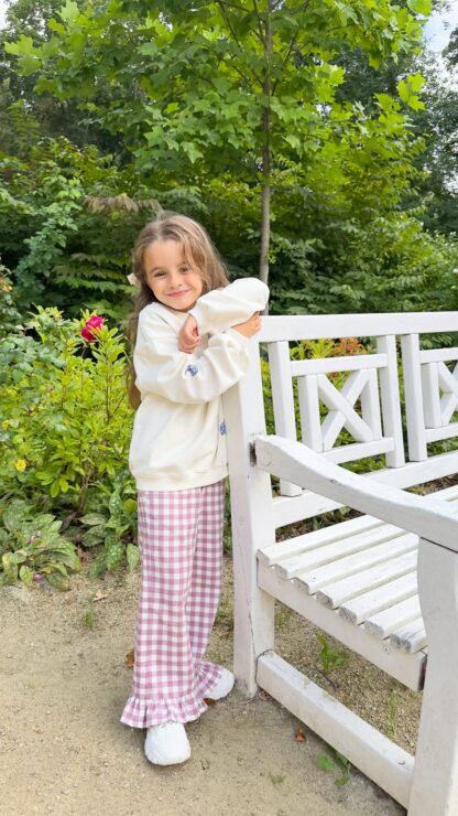 KID STORY Bawełniane spodnie z falbanką Candy Pink - obrazek 4