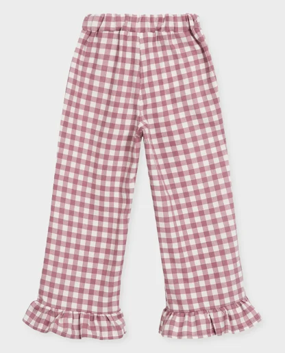 KID STORY Bawełniane spodnie z falbanką Candy Pink - obrazek 6