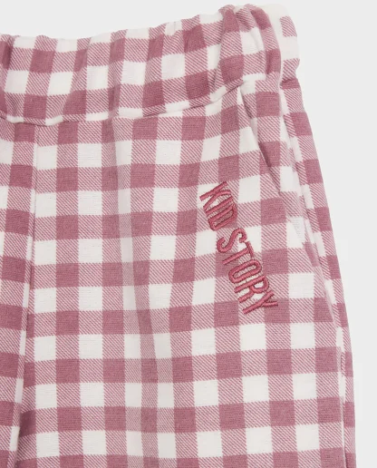 KID STORY Bawełniane spodnie z falbanką Candy Pink - obrazek 7