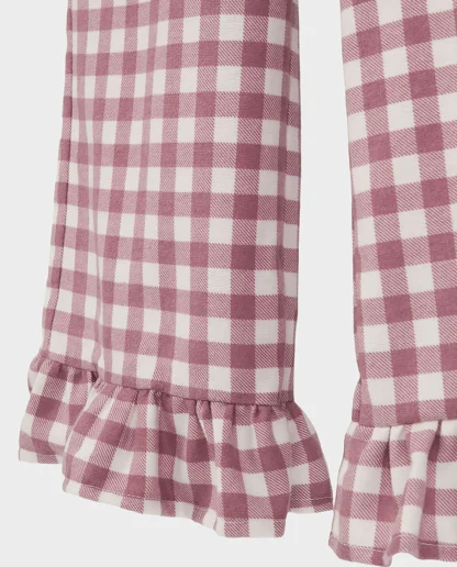 KID STORY Bawełniane spodnie z falbanką Candy Pink - obrazek 8