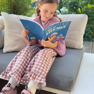 KID STORY Bawełniane spodnie z falbanką Candy Pink