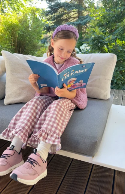 KID STORY Bawełniane spodnie z falbanką Candy Pink