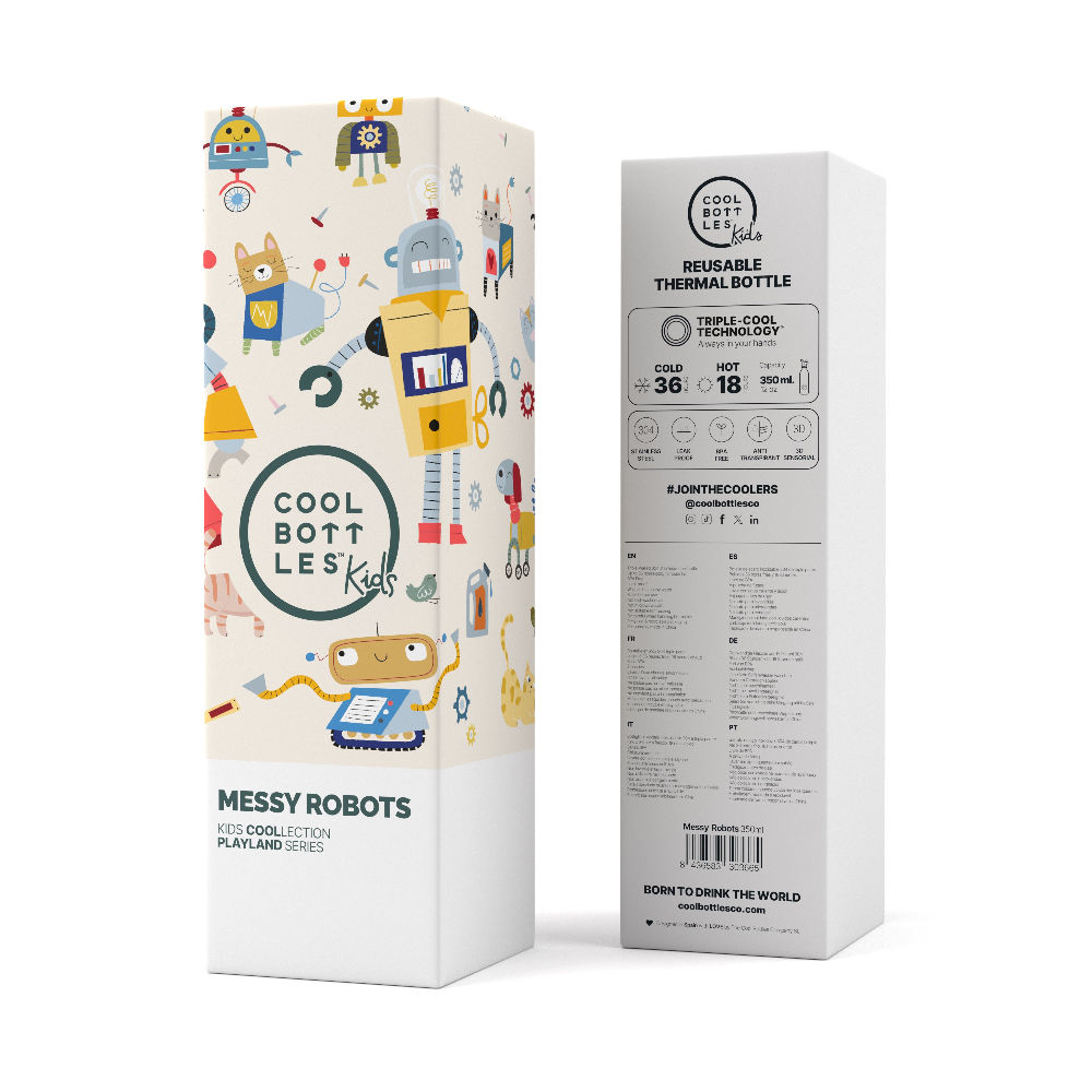 Cool Bottles Butelka termiczna Kids 350 ml Messy Robots - obrazek 5