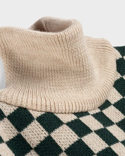 KID STORY Komin Merino GREEN CHESSBOARD - obrazek 3