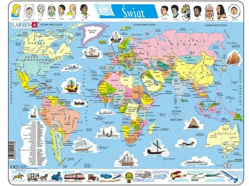 Larsen Puzzle 107 elementów Świat Mapa polityczna