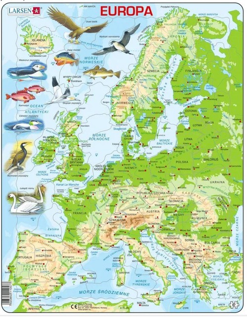 Larsen Mapa topograficzna Europy 87 elementów