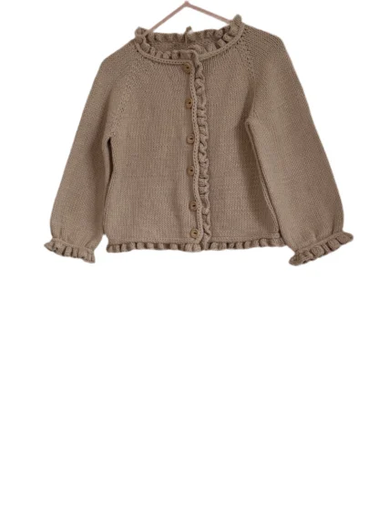 Ladebebe Sweterek Bawełna organiczna Handmade Brązowy - obrazek 2