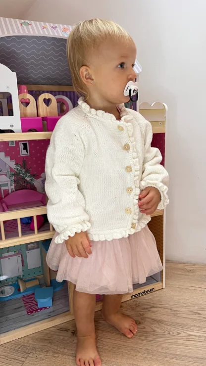Ladebebe Sweterek Bawełna organiczna Handmade Brązowy - obrazek 3