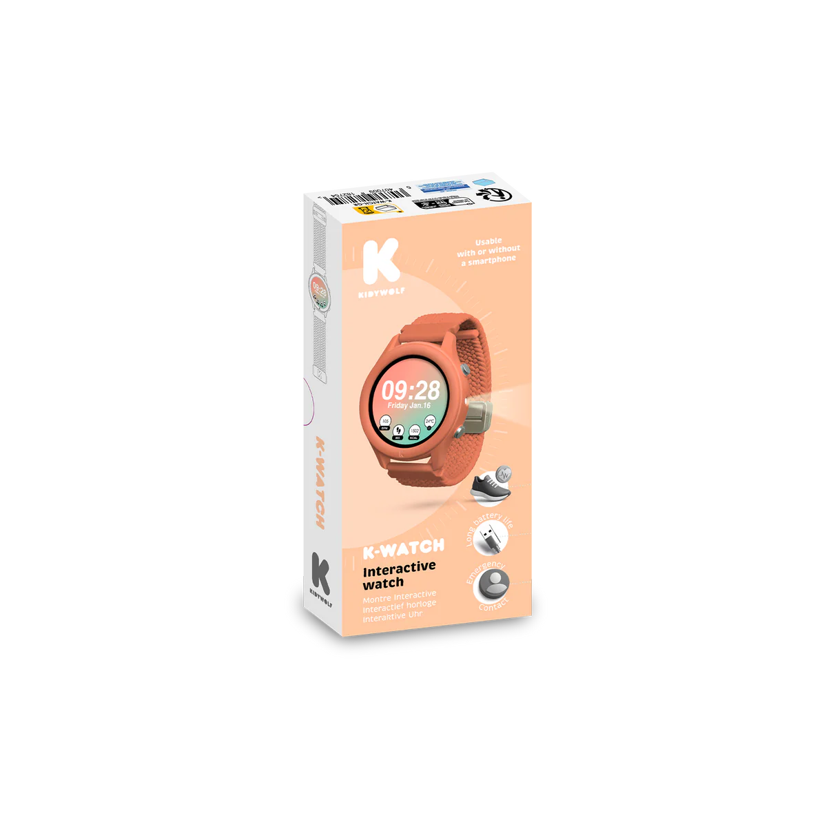 Kidywolf Smartwatch K-Watch koralowy - obrazek 4