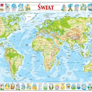 Larsen Układanka Maxi Świat mapa fizyczna 80 elementów