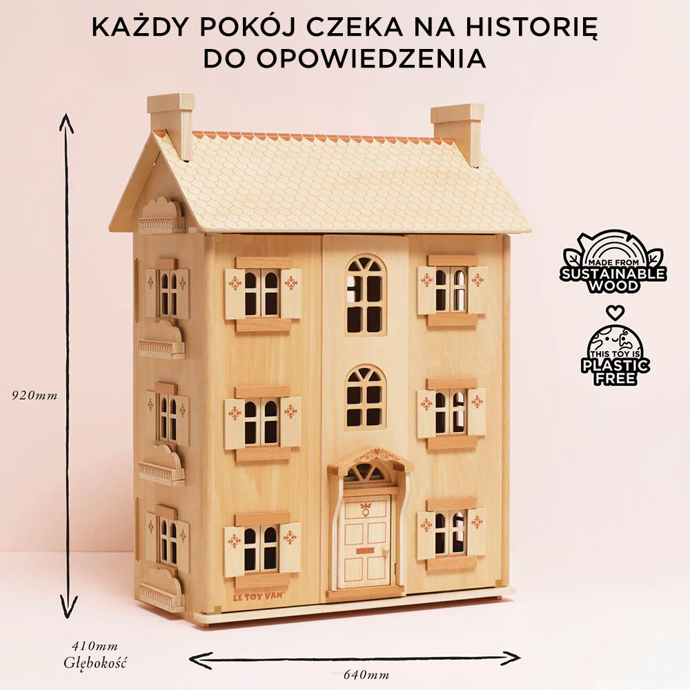 Le Toy Van Naturalny drewniany domek dla lalek - obrazek 3