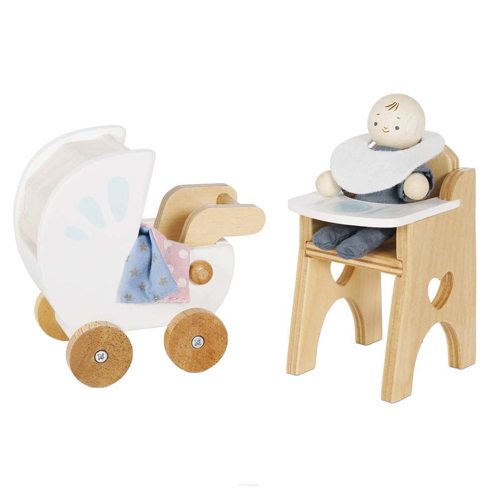 Le Toy Van Drewniane mebelki do domku dla lalek, zestaw z lalką