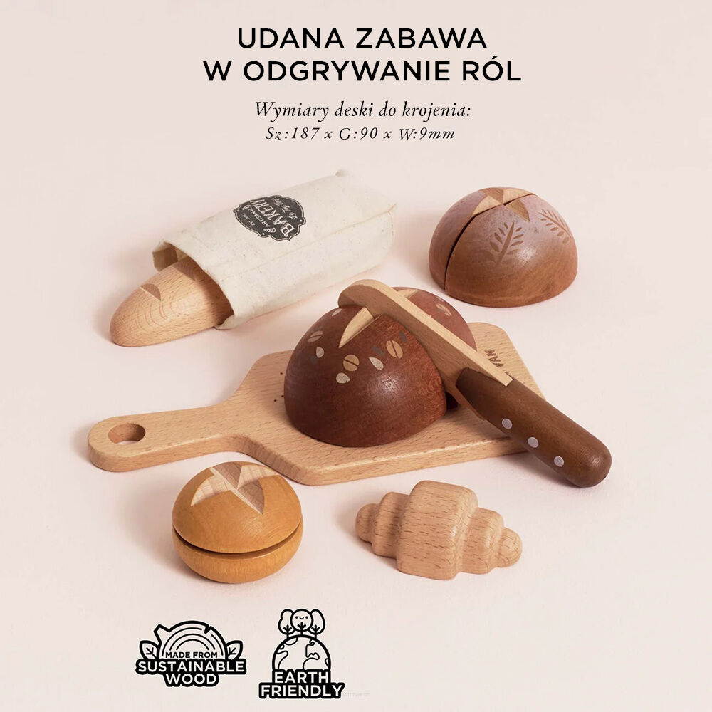 Le Toy Van Drewniany zestaw pieczywa z nożem do krojenia - obrazek 5