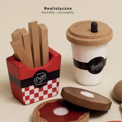Le Toy Van Drewniany zestaw 3w1 hamburger frytki napój - obrazek 3