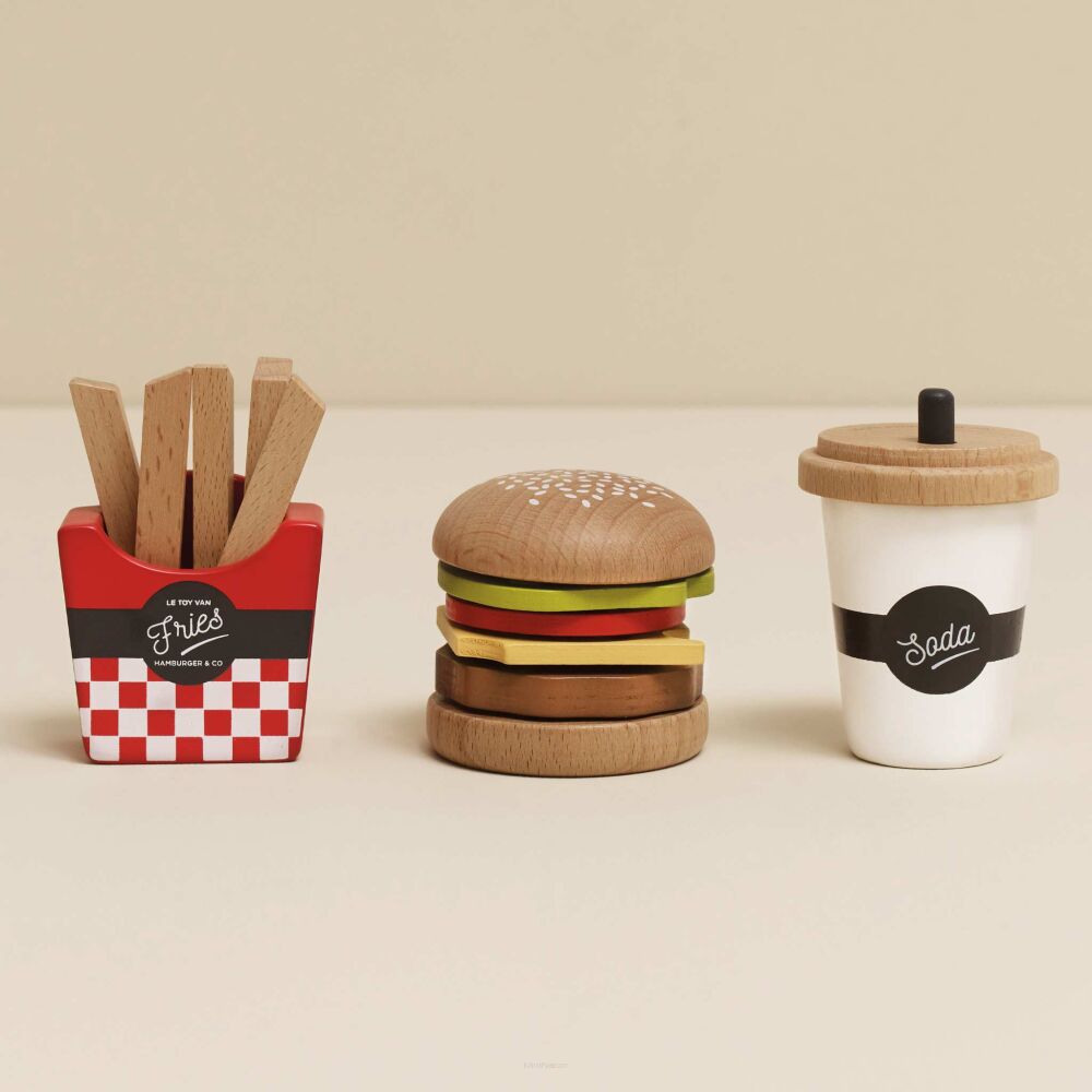 Le Toy Van Drewniany zestaw 3w1 hamburger frytki napój - obrazek 7