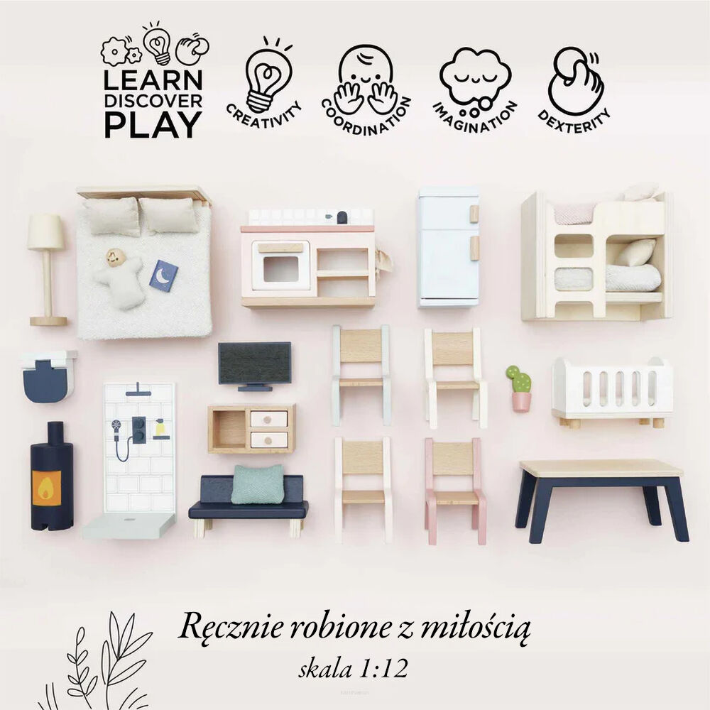 Le Toy Van Drewniane mebelki do domku dla lalek duży zestaw - obrazek 7