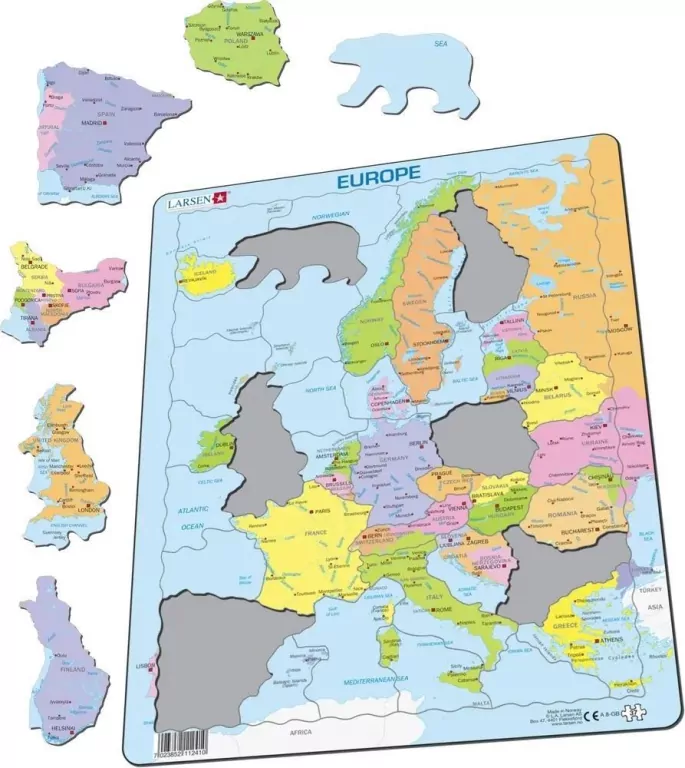 Larsen Puzzle 37 elementów Mapa Europa polityczna - obrazek 2