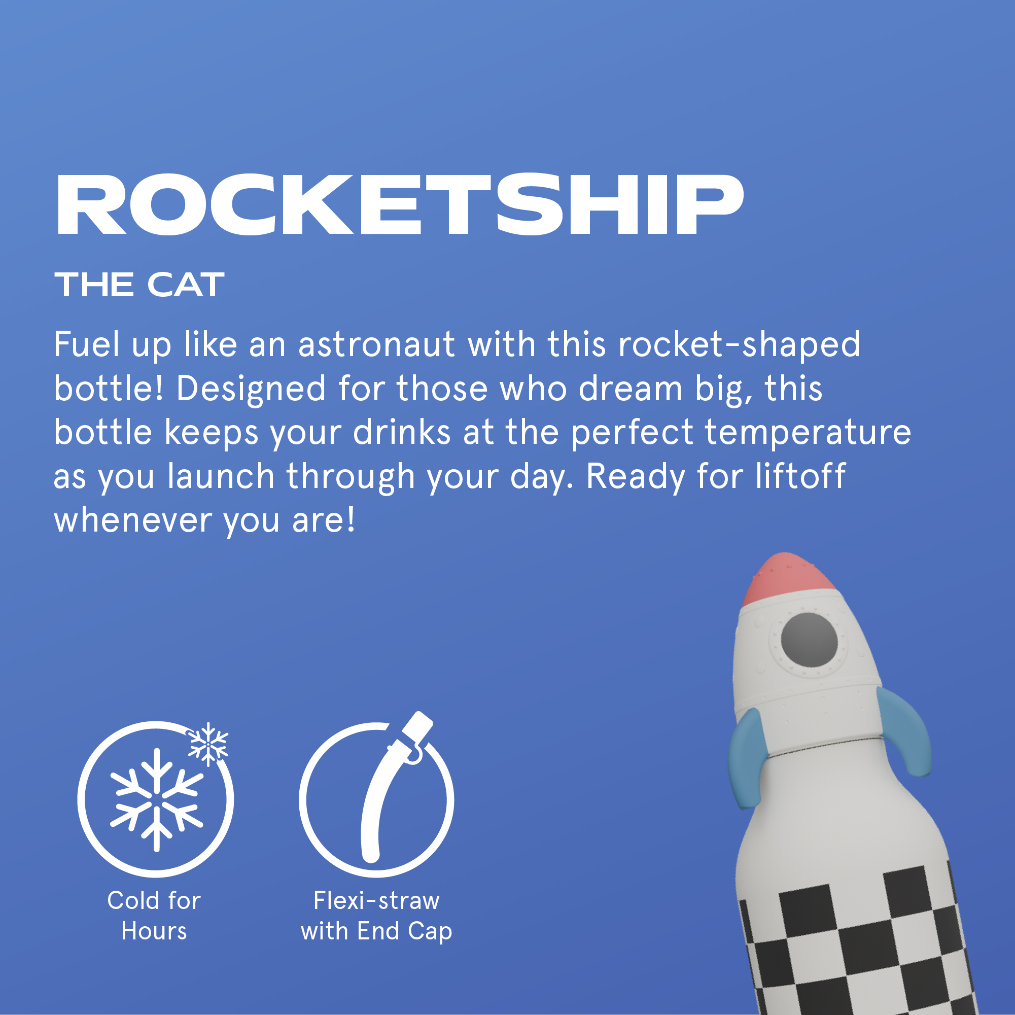 Asobu Butelka termiczna ze słomką Bestie Rakieta 460 ml - obrazek 5