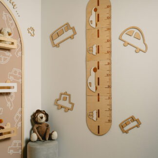 Drewniakowa Miarka wzrostu samochodziki