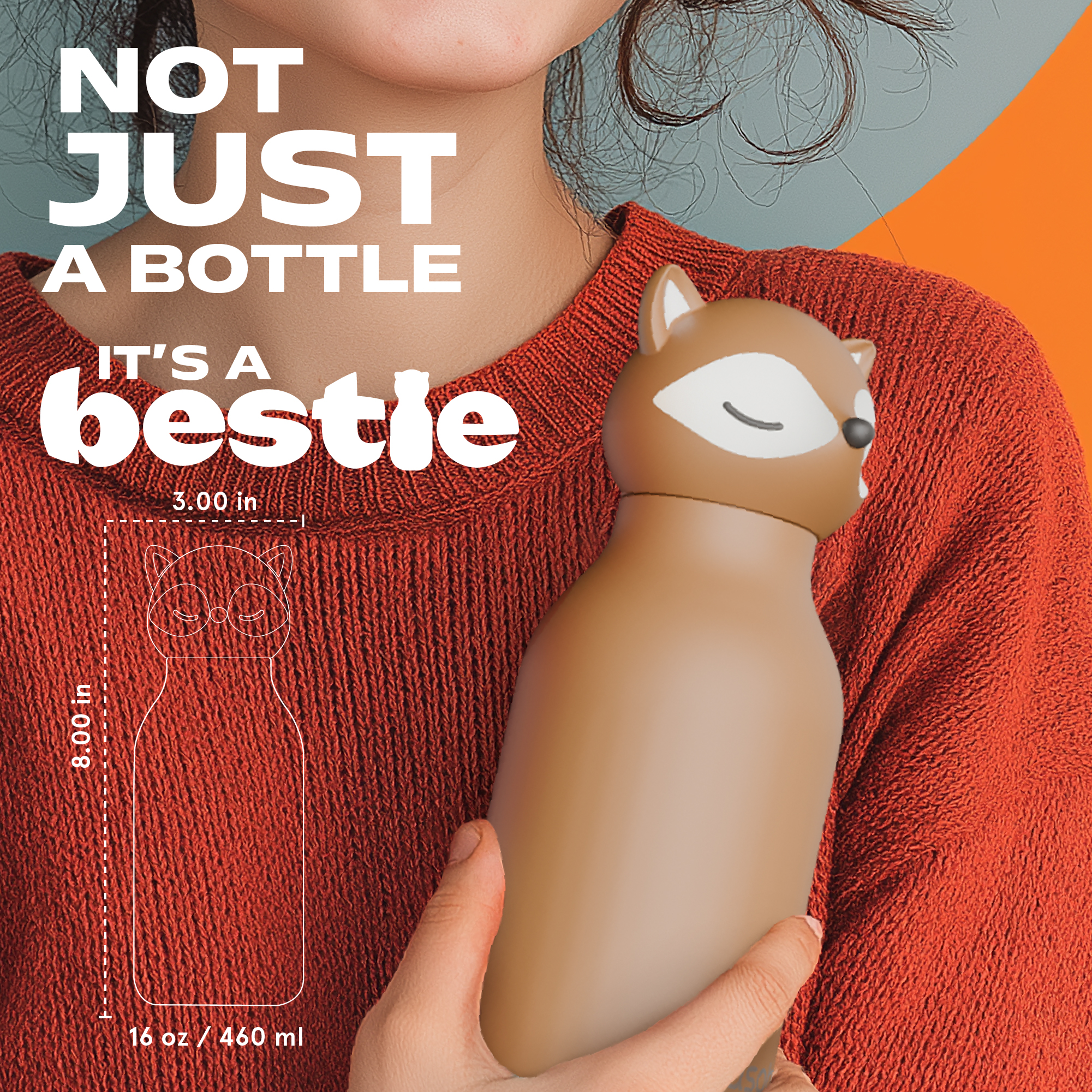 Asobu Butelka termiczna ze słomką Bestie – Lis 460 ml - obrazek 7