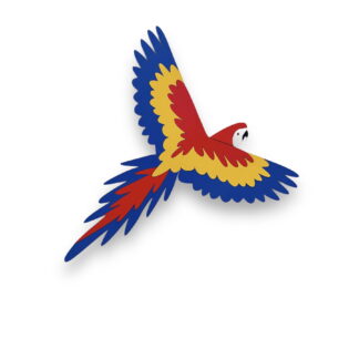 Drewniakowa Lecąca papuga ara drewniana dekoracja ścienna do pokoju dziecięcego