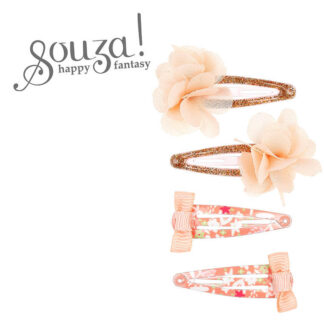 Souza! Spinki do włosów kremowe kwiatki i kokardki Aiva 4 sztuki