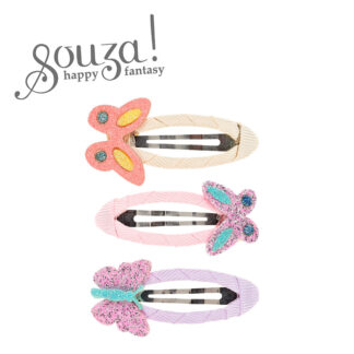 Souza! Spinki do włosów owinięte wstążką z brokatowymi motylami Xeni 3 sztuki